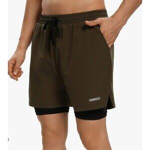 GeeGo Mens 2 in 1 Running Shorts Size XL New With Tags